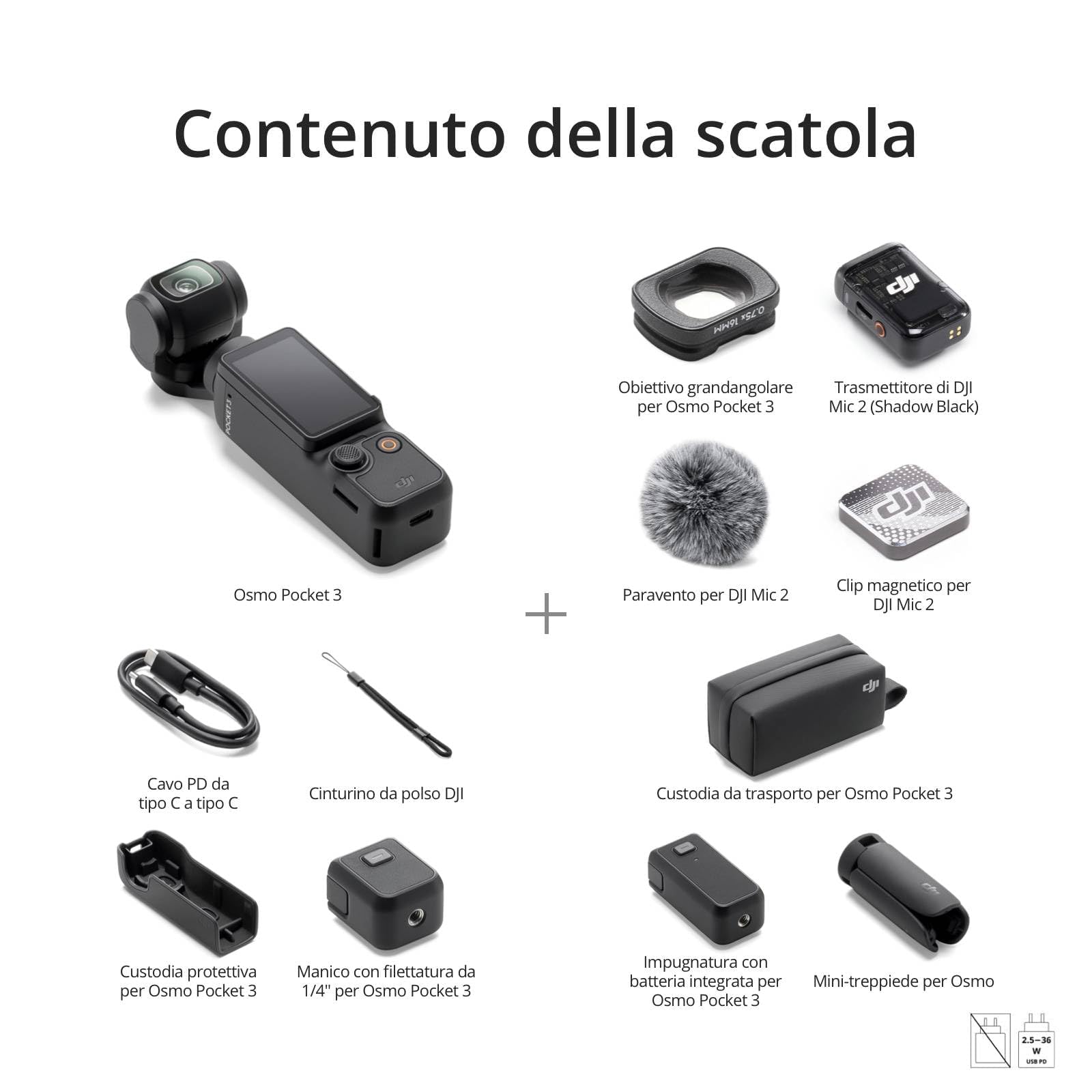 DJI Osmo Pocket 3 Creator Combo, fotocamera digitale con CMOS da 1'' e video 4K/120fps, stabilizzazione a 3 assi, tracciamento volti/oggetti, messa a fuoco rapida, microfono incluso, vlog camera