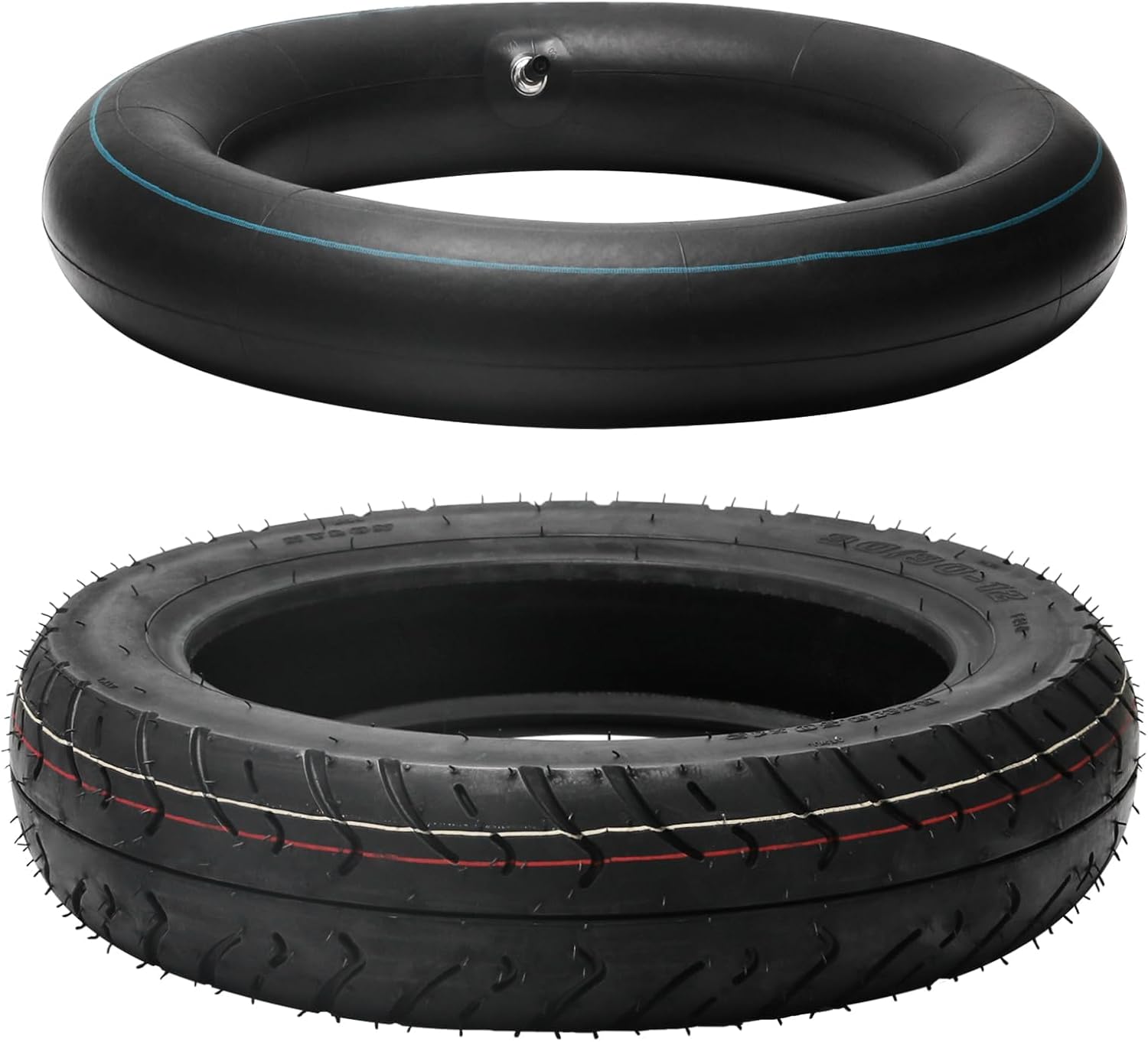 60/90-14 Front & 90/90-12 Rear Street Tire with Straight Valve Inner Tubes, Road Replacement Tires for Scooter, Ebike, Mini Bike, Motorcycle, Dirt Pit Bike Folding Bike 14" & 12" Rim
