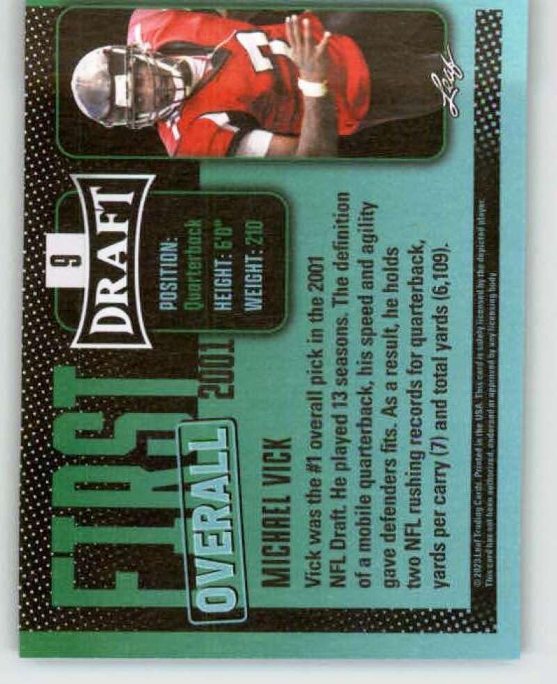 Miniatura 2 de 2023 Leaf Draft Green #9 Michael Vick Football Trading Card