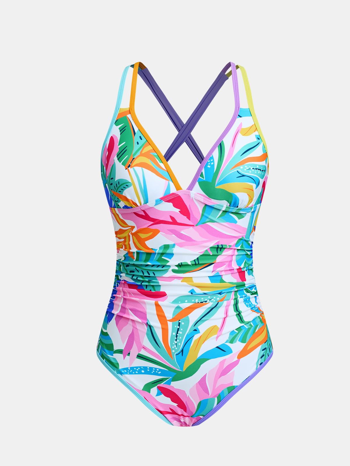 CUPSHE Maillot de bain une pièce pour femme avec col en V croisé dans le dos et découpe à nouer soi-même