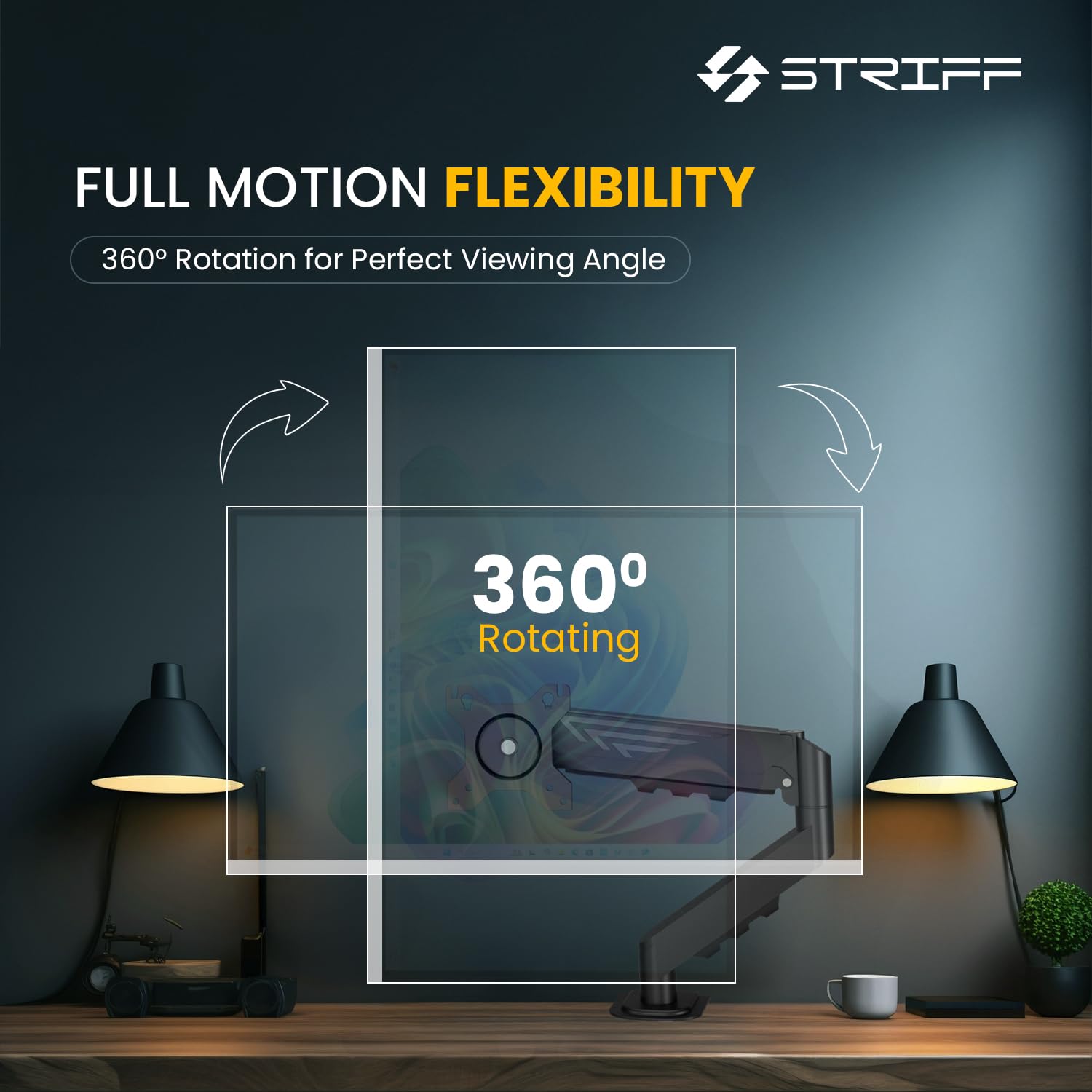 STRIFF Monitor Stand - Full Motion & Height Adjustable -3