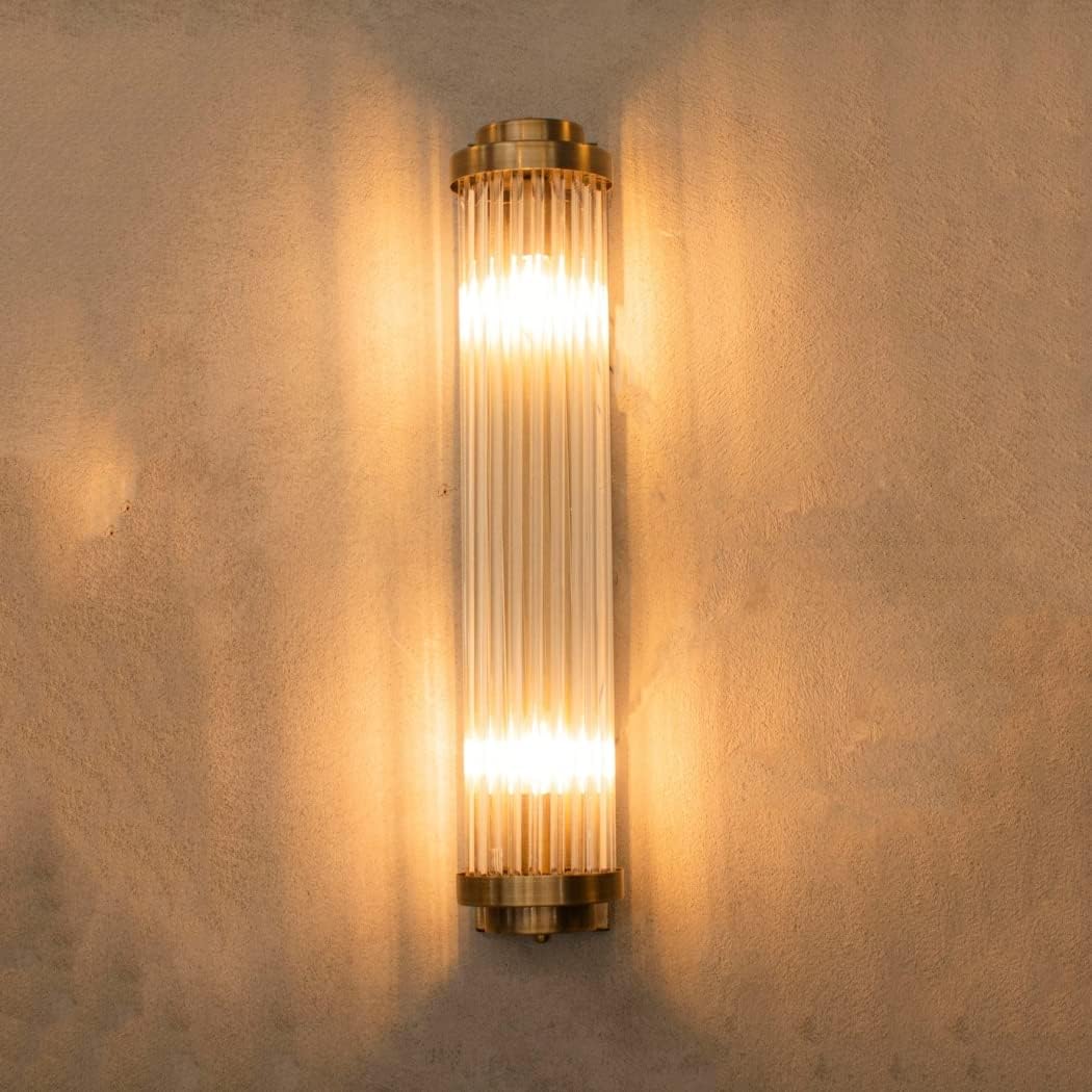 Lampada da Parete Interno in Cristallo Classico Applique LED da Parete Camera da Letto 60 cm, E14