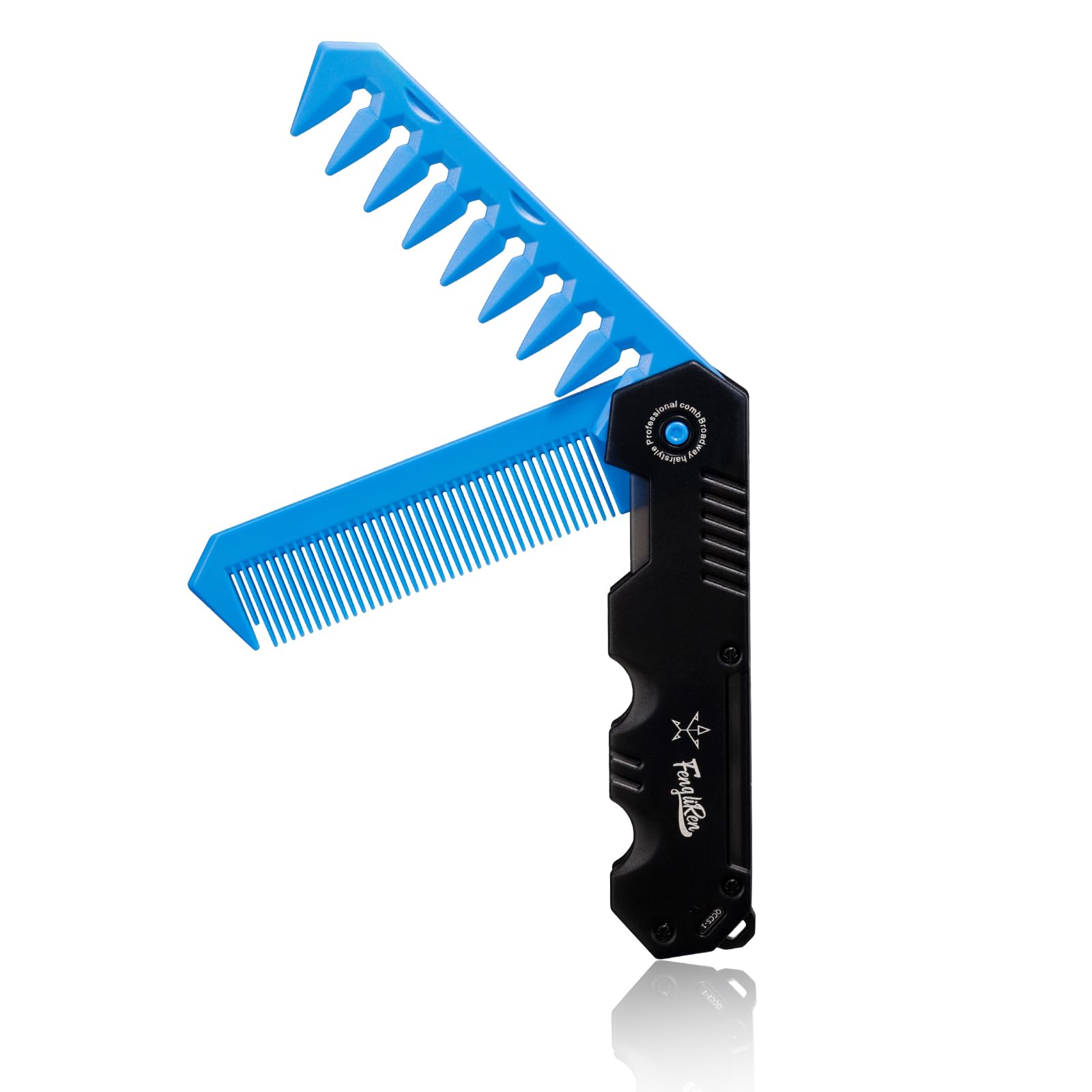 Fengliren Protable Folding 2 in 1 Hair Comb Dence Tooth Comb Wide Tooth Comb Sparse Styling Pocket for Combing Straight hair Curly Hair Beards