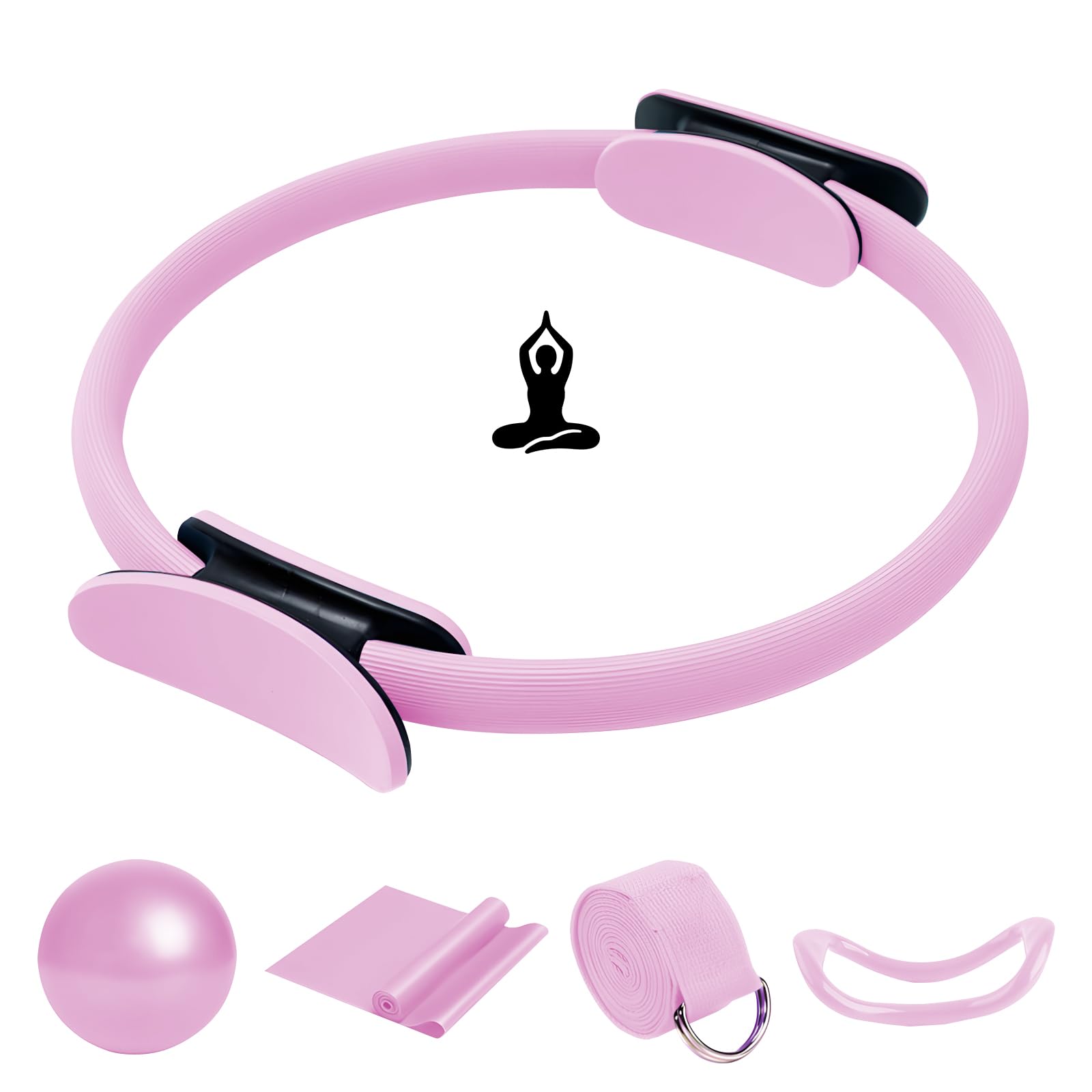 COONE Kit Pilates Maison, Anneaux De Pilates, Better Me Pilates Kit, Comprend l'anneau De Pilates Le Ballon De Yoga La Sangle D'assistance De Yoga l'anneau De Yoga pour Les Jambes