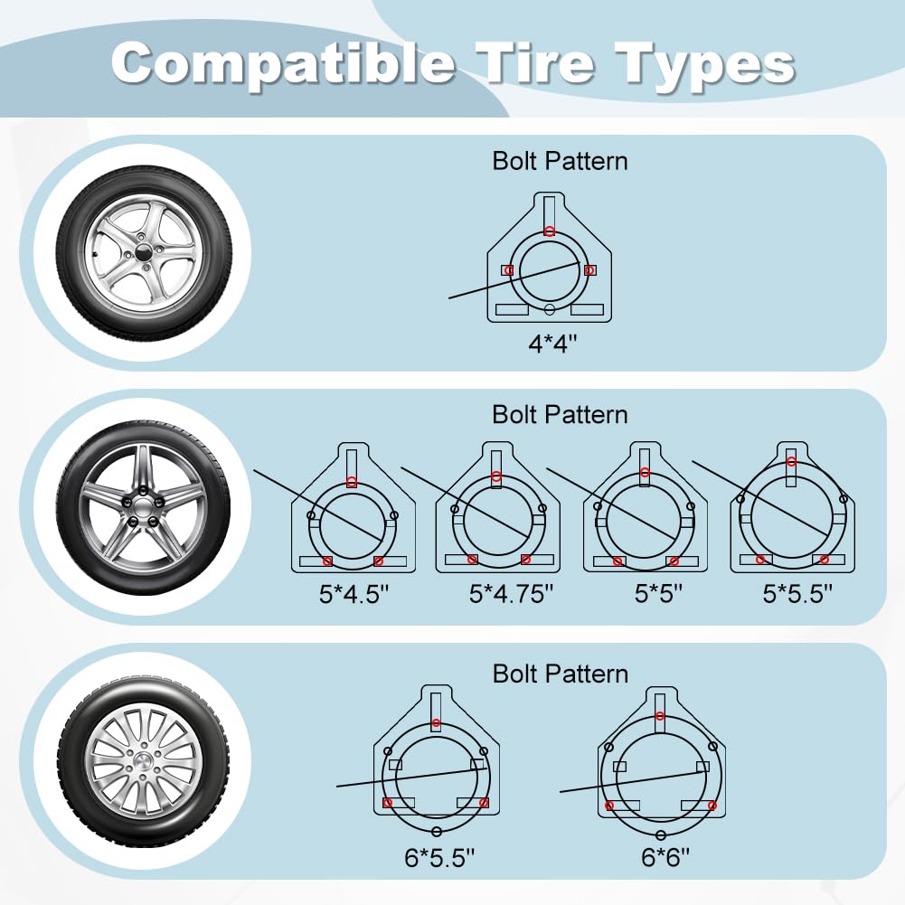 WMPHE Trailer Spare Tire Mount Stake Pocket with Lock Spare Tire Carrier Holder Boat RV Fits 4/5/ 6 Lugs Trailer Wheels on 4", 4.5", 4.75'', 5'', 5.5", 6" Bolt Patterns, Holds up to 160 Lbs (Silvery)