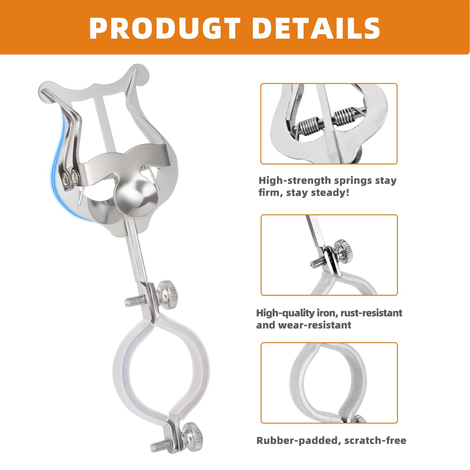 Clarinet Lyre Holder for Marching Band- 6.02Inch Sheet Music Clip Stand- Adjustable Music Book Clip for Beginners Professionals - Durable Lightweight