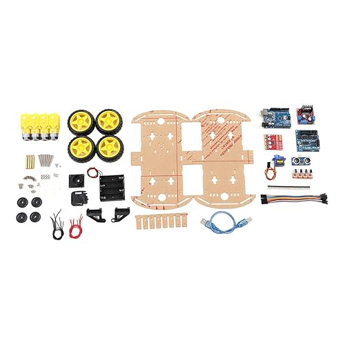 Marhynchus Kit de chasis de auto inteligente para bricolaje, motor de seguimiento, plataforma de auto inteligente 4WD para niños, adolescentes,