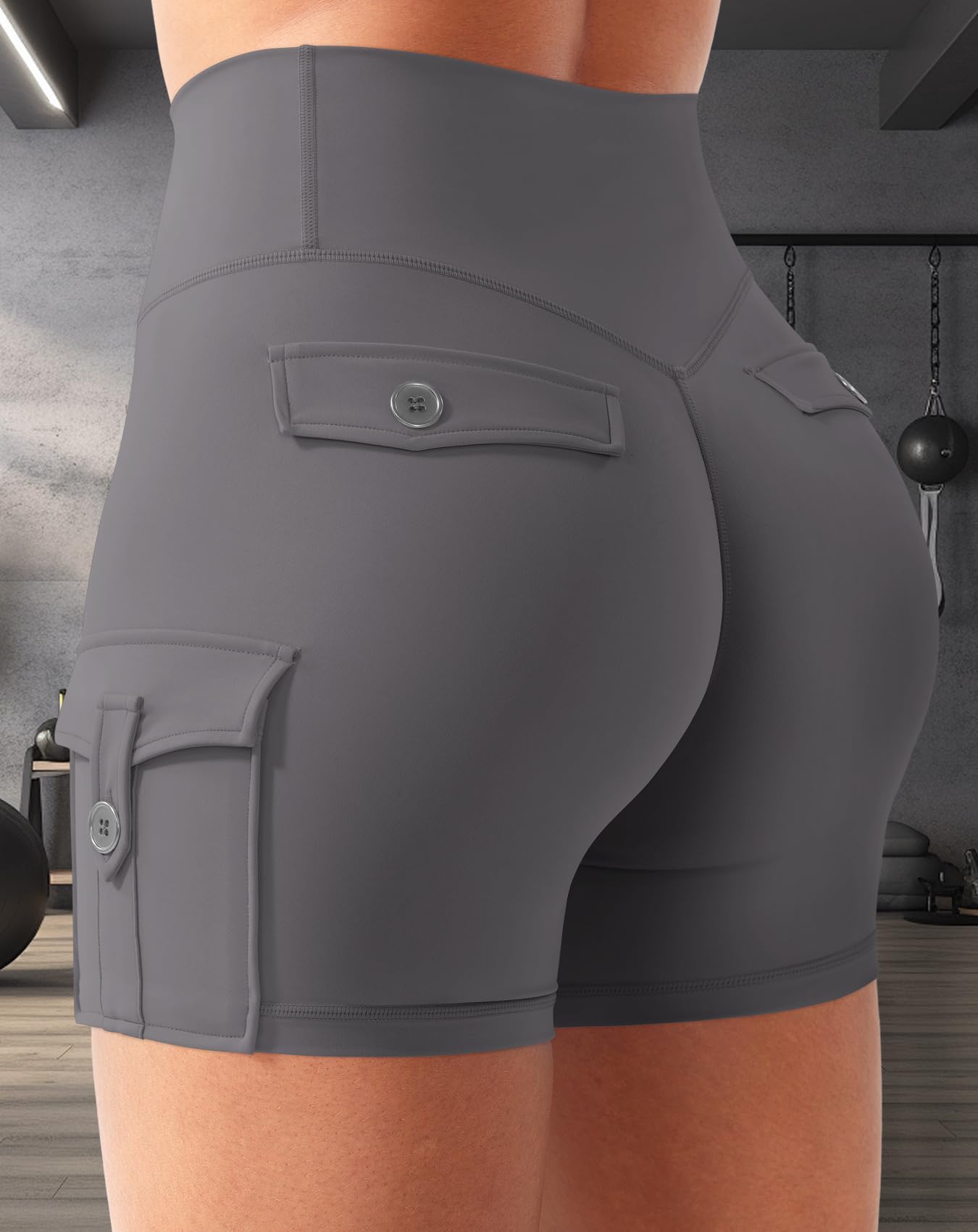 CoreFlex - Pantalones cortos de entrenamiento para mujer con bolsillos tipo cargo, cintura oculta, entrepierna de 3.6 pulgadas, 4.5 pulgadas, sin costura frontal — view 15