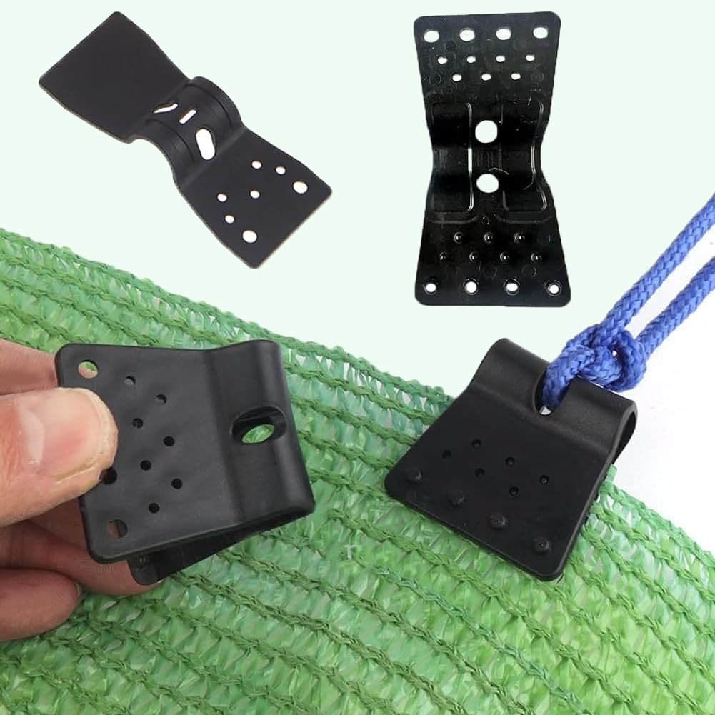 Lot de 50 pinces en plastique résistantes au vent pour auvent de serre - Accessoires pour filet de jardin (blanc