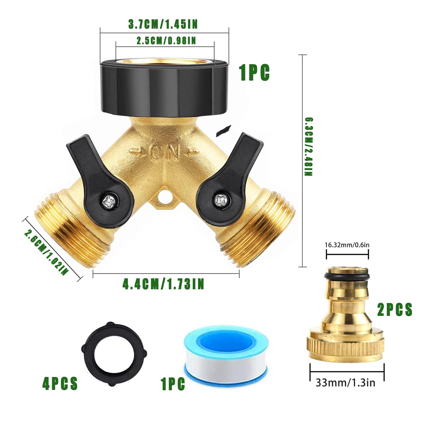 Distributore A 2 Vie, Snowtain 2 Via Y Distributore Raccordo Per Rubinetto Giardino, Sdoppiatore Tubo Irrigazione Ottone Per Due Tubi Di Ingresso Per Il Collegamento - Foto 14