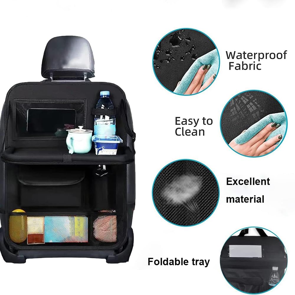 2Pezzi Organizer Auto per Buick Excelle GX/Excelle HRV/Excelle XT, Anti Kick Mat Sedili, Auto Organizzatore Impermeabile, con Multi Tasca e Tavolino Pieghevole,B-BlackRed