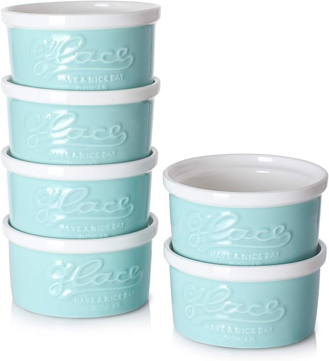 DOWAN 8 oz Ramekins Porcelain Ramekins for Creme Brulee Oven Safe