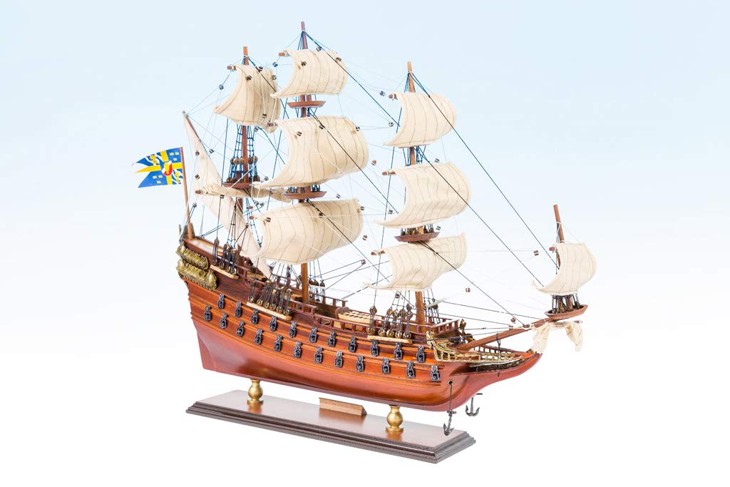 Seacraft Gallery Schwedisches Modellschiff Wasa (Vasa) 49,5 cm - fertig montiertes Modellschiff - Holzschiff Modell Dekor - Schwedische Marinegeschichte - Modell Marine Schiffe
