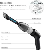 Vista 3 de Aspiradora Mini Recargable - Inalámbrica, Aspiradora de Escritorio para Polvo, Pelo, Migajas, Coche, Máquina de Coser (H043)