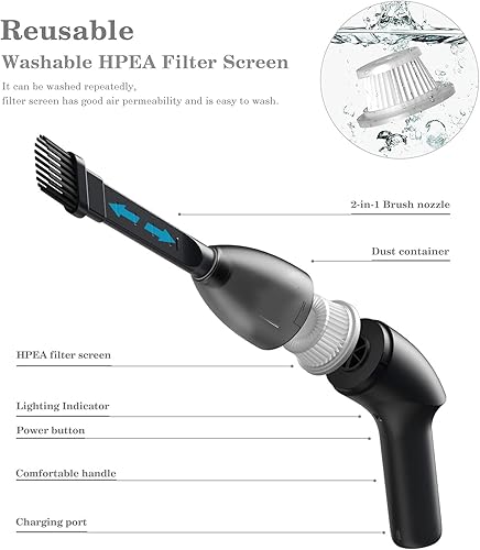 Miniatura 3 de Mini aspiradora-recargable, inalámbrico, aspiradora de escritorio para polvo, cabello, migas, coche, máquina de coser (H043)