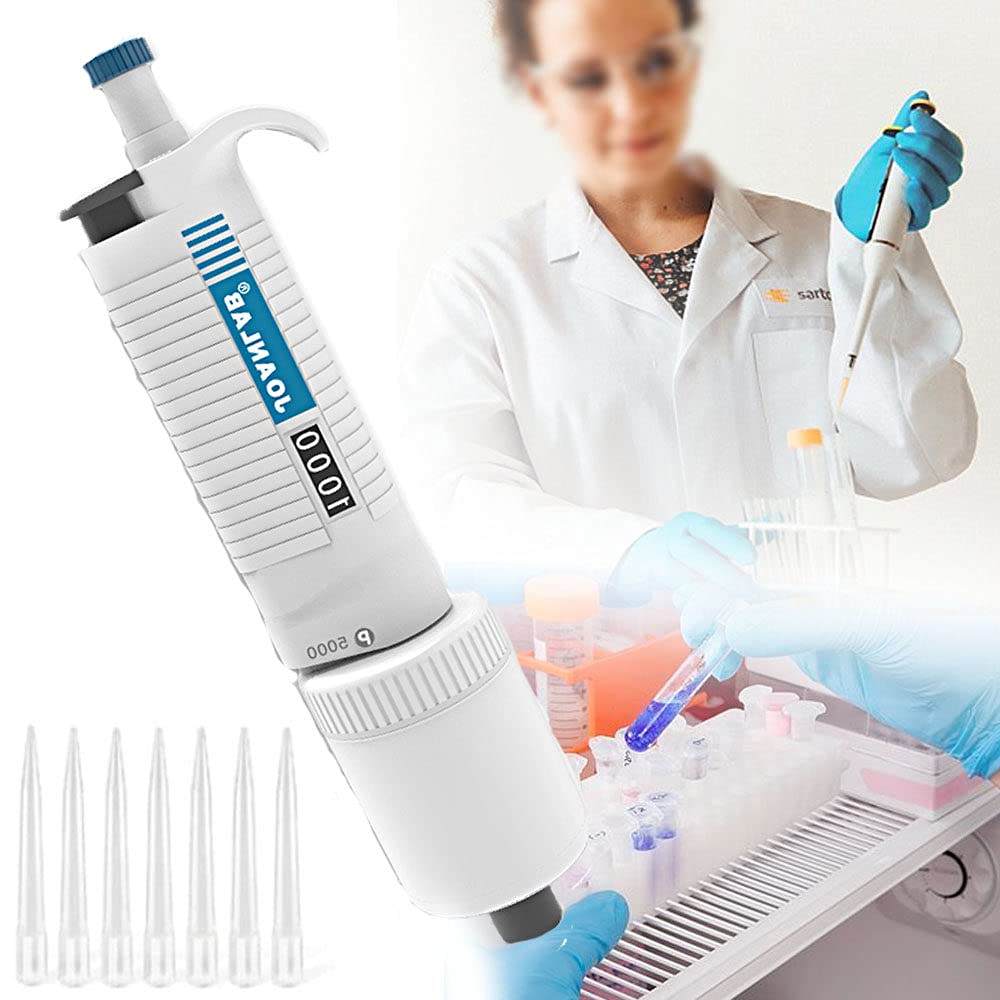 Pipetas Monocanal, Pipeta de Micropipeta de Volumen Variable Ajustable con Cono de Punta Esterilizable en Autoclave para InvestigacióN de Laboratorio,1000-5000uL