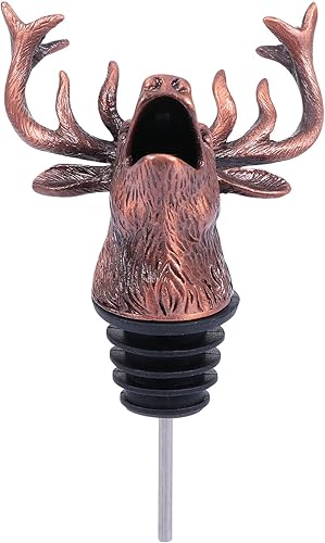 Miniatura 1 de Boquilla vertedora de vino con cabeza de ciervo, tapón de botella de vino de alce vintage para accesorios de bar, regalos de cumpleaños y boda de