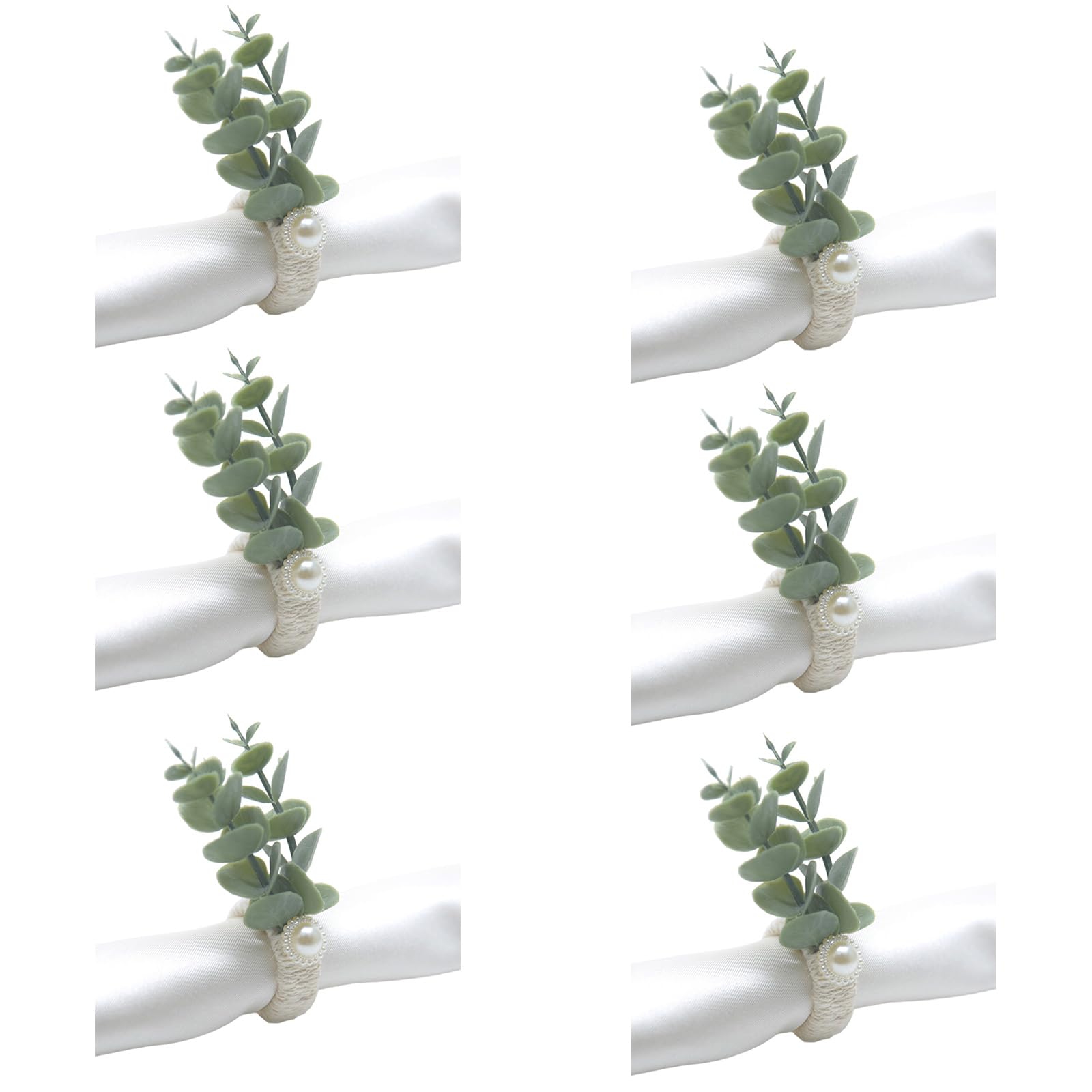 Kalttoy 6Pcs Artificial Green Leaves Napkin Rings Party Serviette Buckles Napkin Holder Simple Wedding Table Decoration for Daily Serviette Buckles Dining Table Accessories