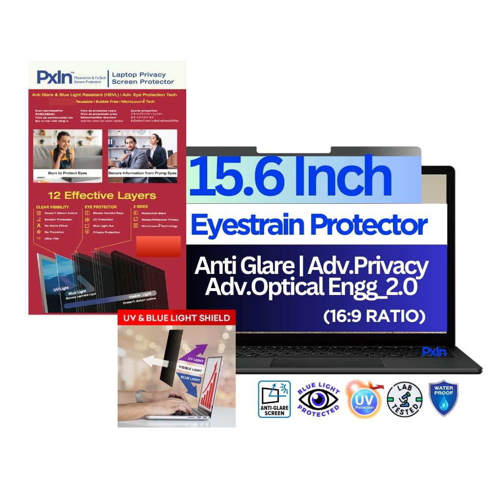 PHOENIX PxIn 15.6 Inch ‘Laptop Eyestrain Protector’ with Privacy Feature | No Eye Strain | Laptop Blue Screen Protector with Privacy (B09LSNG7VR) Amazon Price History, Amazon Price Tracker