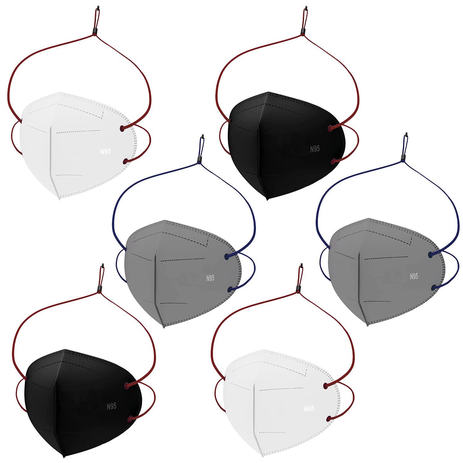 Shocknshop Unisex Non Woven N95 Reusable Washable Surgical FFP2 Face Mask with 5 Layer Over Head Loop CE, ISO, FDA and WHO-GMP Certified (Black Grey White) - Pack of 6 (B091QBBN6C) Amazon Price History, Amazon Price Tracker