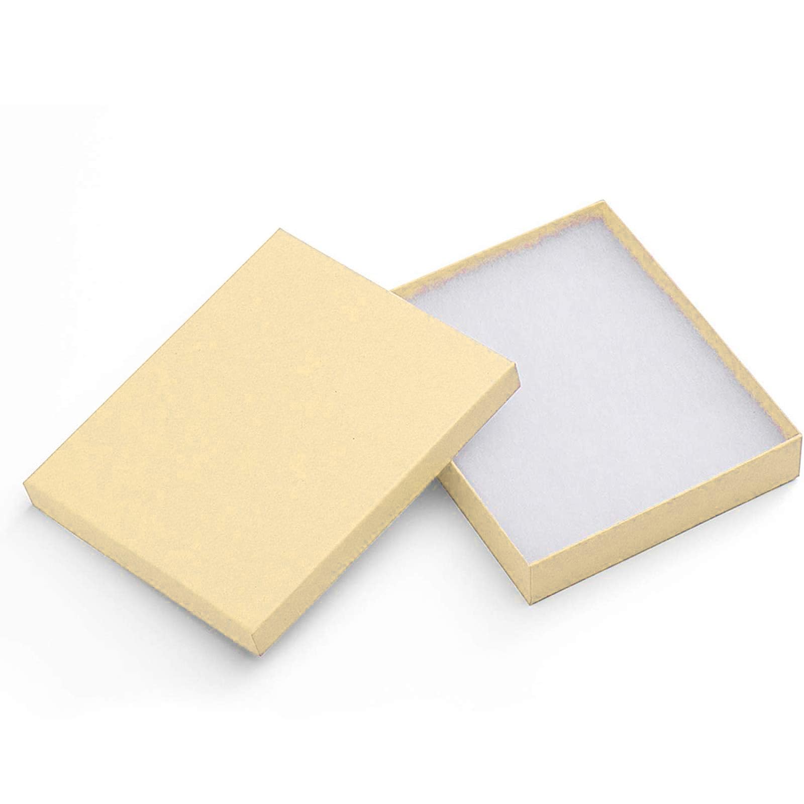 MESHA Kraft-Schmuck-Geschenkboxen mit Deckel, 15.2x12.7x2.5 cm, mit Baumwolle gefüllt, Halsketten-Geschenkbox, Armband-Geschenkbox, Ohrring-Box, Bulk-Schmuckboxen für Versand, braun, 42 Stück