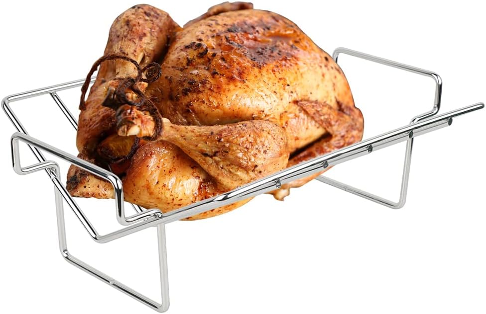 DOLAMOTY Turkey Roasting Rack for Big Green Egg, Stainless Steel Rib V Racks for