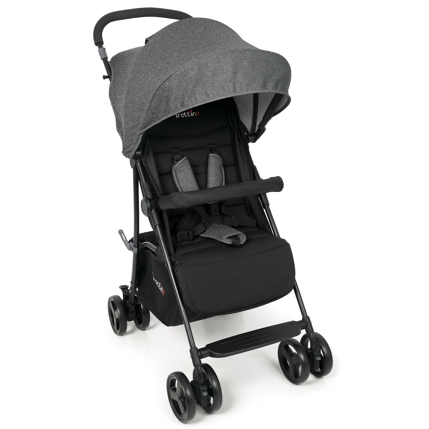 MEMPHIS Poussette Naissance Compacte et Légère, Inclinable Multiposition, Allongeable à Plat, Dossier Matelassé, Canopy Avec Hublot, Panier Shopping, Habillage Pluie, Pliage Compact - Silver