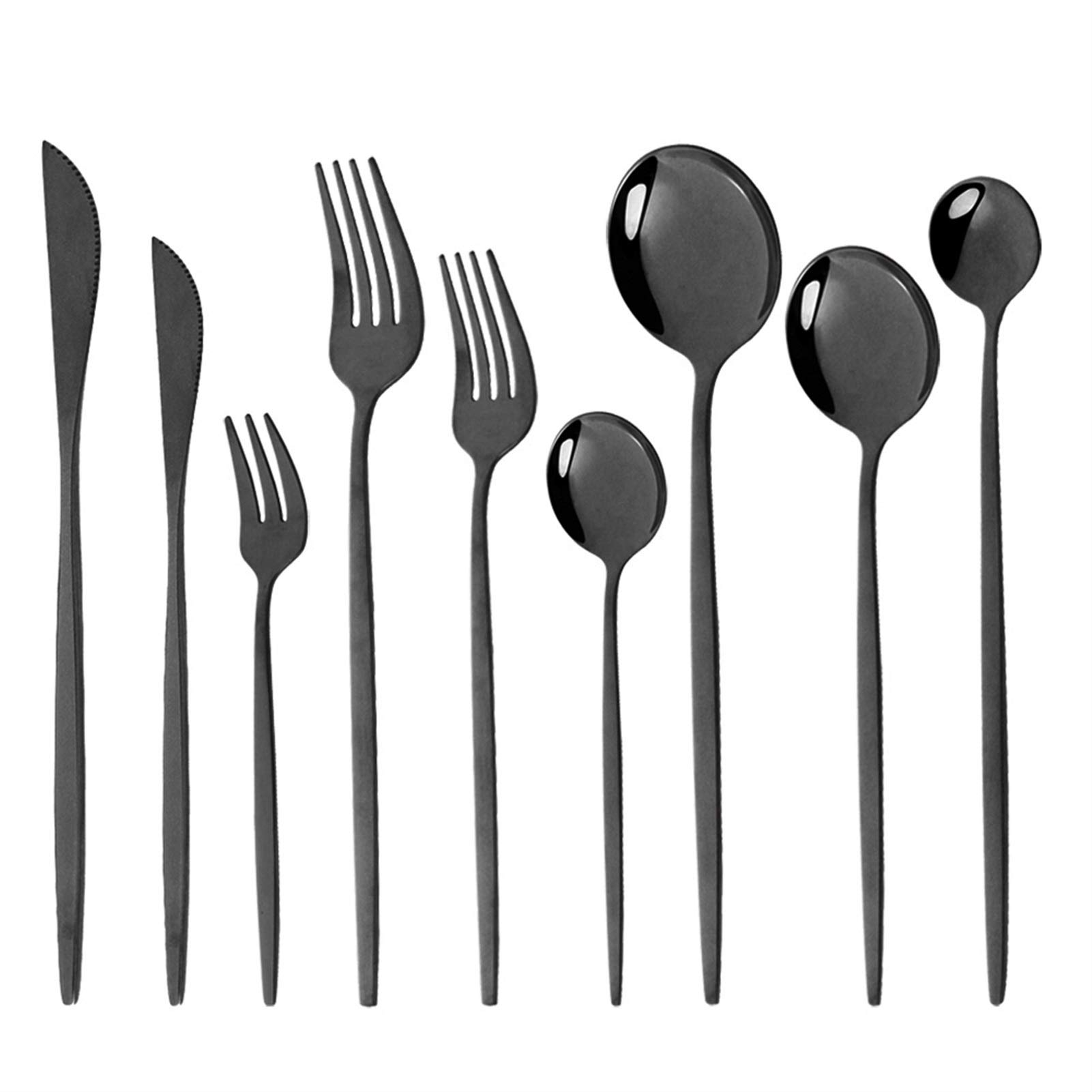Couverts de vaisselle de luxe Noir Set 18/10 en acier inoxydable à couverts de la fourche de la fourchette de la fourchette for la cuillère de cuisine de cuisine (Color : 4Pcs White Gold)