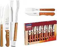 Kit para Churrasco Tramontina Jumbo 15 peças Aço Inox com Madeira