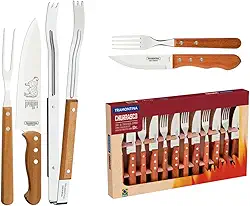 Kit para Churrasco Tramontina Jumbo 15 peças Aço Inox com Madeira
