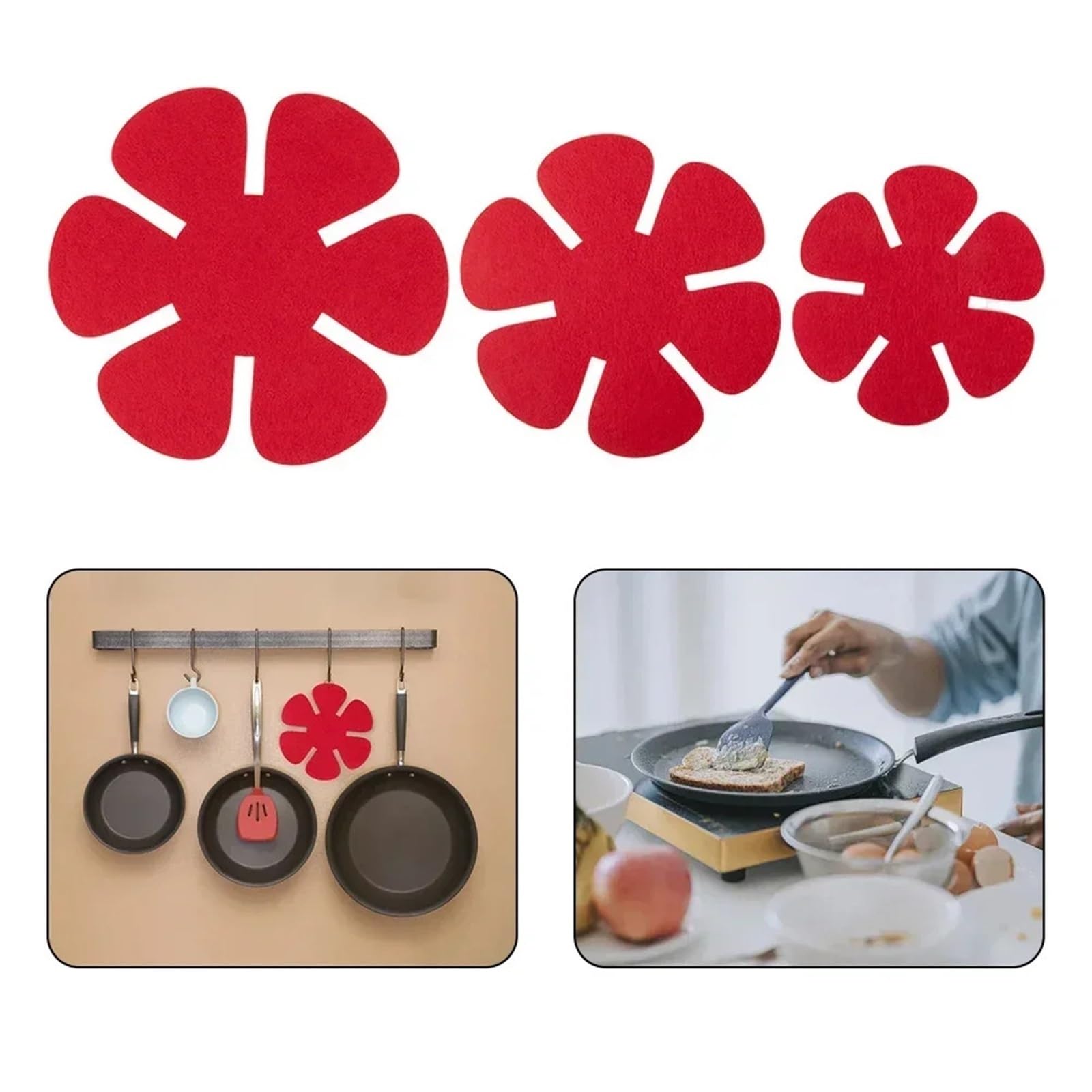 Juego de 3 Protectores Fieltro for sartenes, antiarañazos, antiadherentes, for Proteger los Utensilios Cocina para Ollas y Sartenes Calientes(Orange)
