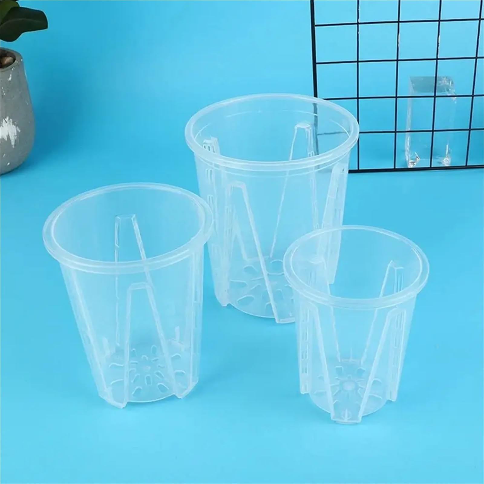 Przezroczyste plastikowe rośliny Doniczki przezroczyste 10-16 cm, 5 szt. Do storczyków i roślin doniczkowych(With Tray,16cm)
