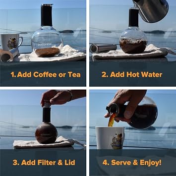 Coffee Brewer Cafetiere and Tea Maker Pot with Filter, 1-2 Cup/500ml