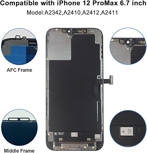 Miniatura 3 de EFAITHFIX Para iPhone 12 PRO MAX Pantalla LCD Reemplazo de 6.7 pulgadas Asamblea LCD Pantalla LCD 3D Digitalizador de Pantalla Táctil con