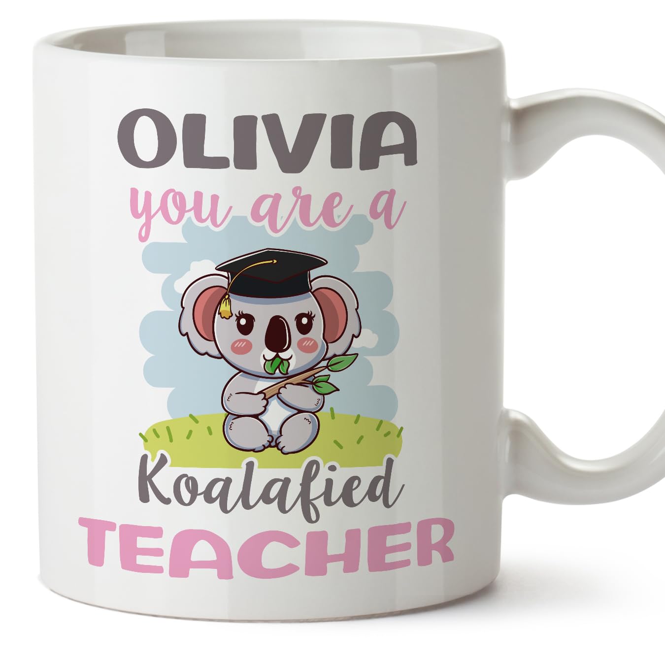 MUGFFINS Personalised Mug for Teacher Woman - in English - Custom Koalafied - Funny Custom Gift for Colleagues - Ceramic 11oz Mug โ image 1