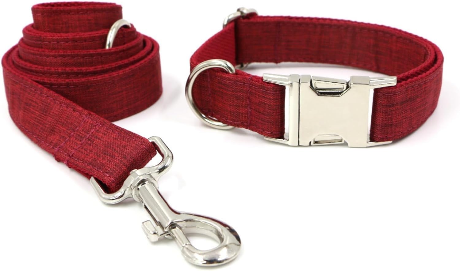 collare per animali domestici, Set collare e guinzaglio for cani, collari regolabili con fibbia in metallo for di piccola taglia, intrecciato resistente(Red,XL)