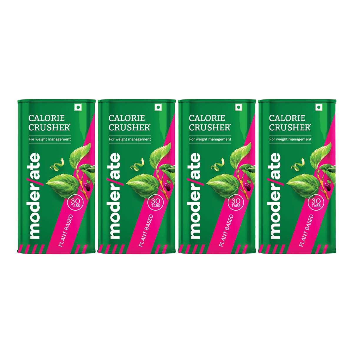 Moderate Calorie Crusher - Plant Based Calorie Blocker with Mulberry Leaf & Apple Peel | Supports Weight Management | Helps Reduce Post-Meal Carb & Sugar Impact | 30 Tablets (Pack of 4)