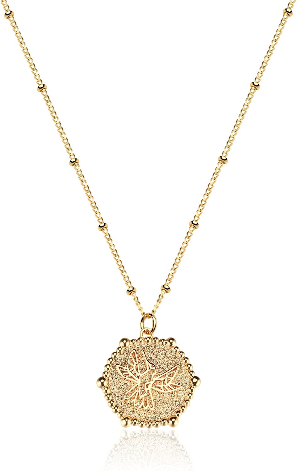 Fettero Animal Necklaces for Women Gold Plated Necklace Butterfly Bird Cat Elephant Snake Bull Pendant Necklace Dainty Chain 14K Gold Plated Minimalist Simple Cute Jewelry