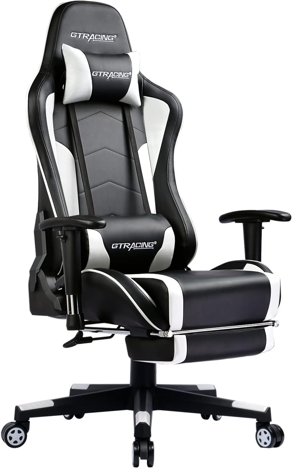 GTRACING Gaming Chair with Footrest Speakers Video Game Chair Bluetooth Music Heavy Duty Ergonomic Computer Office Desk Chair (White)