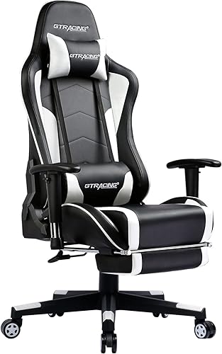 Miniatura 4 de GTRACING Silla de juegos con reposapiés, altavoces, silla de videojuegos, Bluetooth, música, resistente, ergonómica, silla de escritorio de oficina
