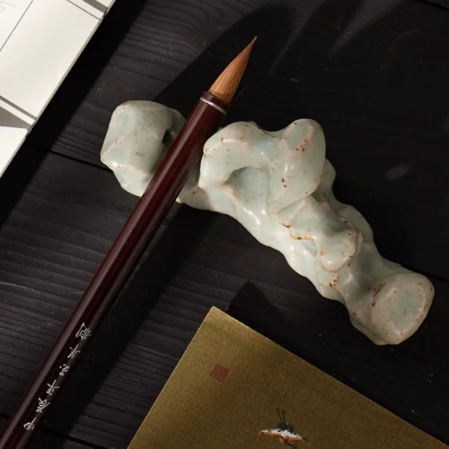 Handmade Porcelain Pen Holder Pen Mountain, 10cm 3.9in, Calligraphy Brush Holder Ancient Style Ceramic Ornament