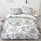  LENTLY Motif of Toile De Jouy 3D Housse De Couette pour Parure De Lit 3 Pièces pour Enfants Adolescents Garçons Housses De Couettes Microfibre avec Fermeture Éclair King（220x240cm）