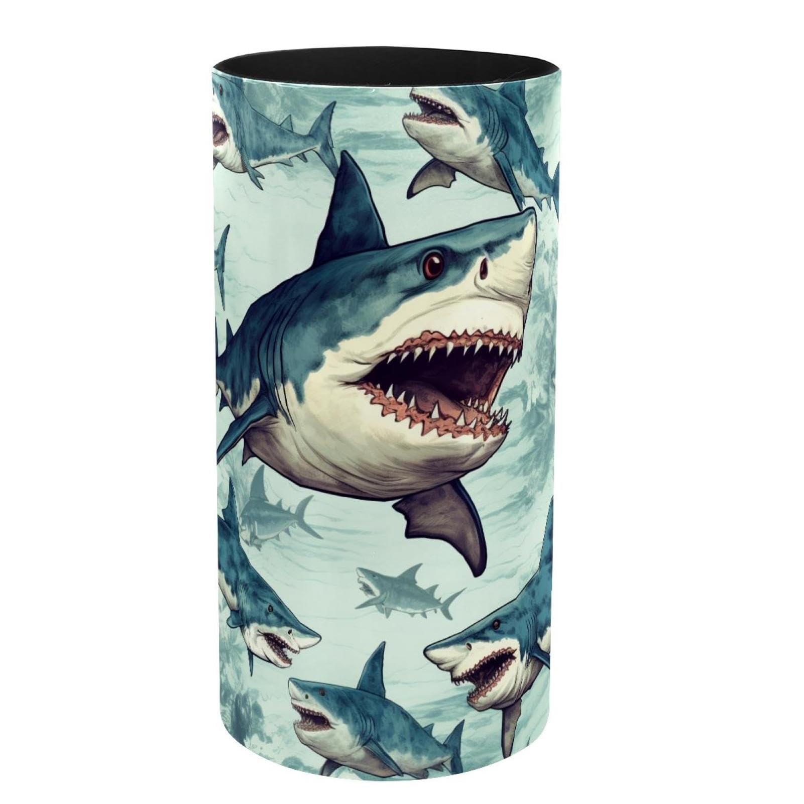 Boîte à musique en métal requin, porte-pinceaux maquillage et pot à crayons