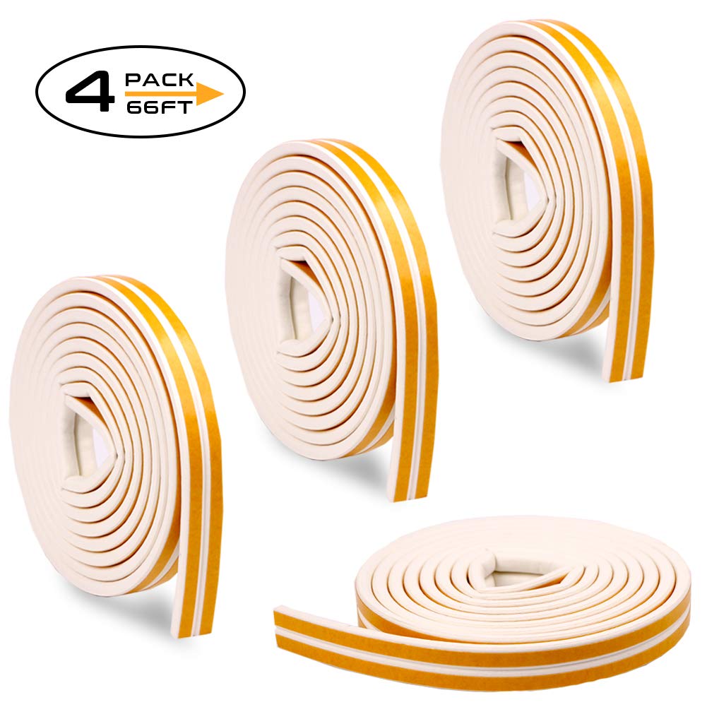 Buy 4 Pack Rubber Weather Strip, Window Draft Excluder Tape D Type Self