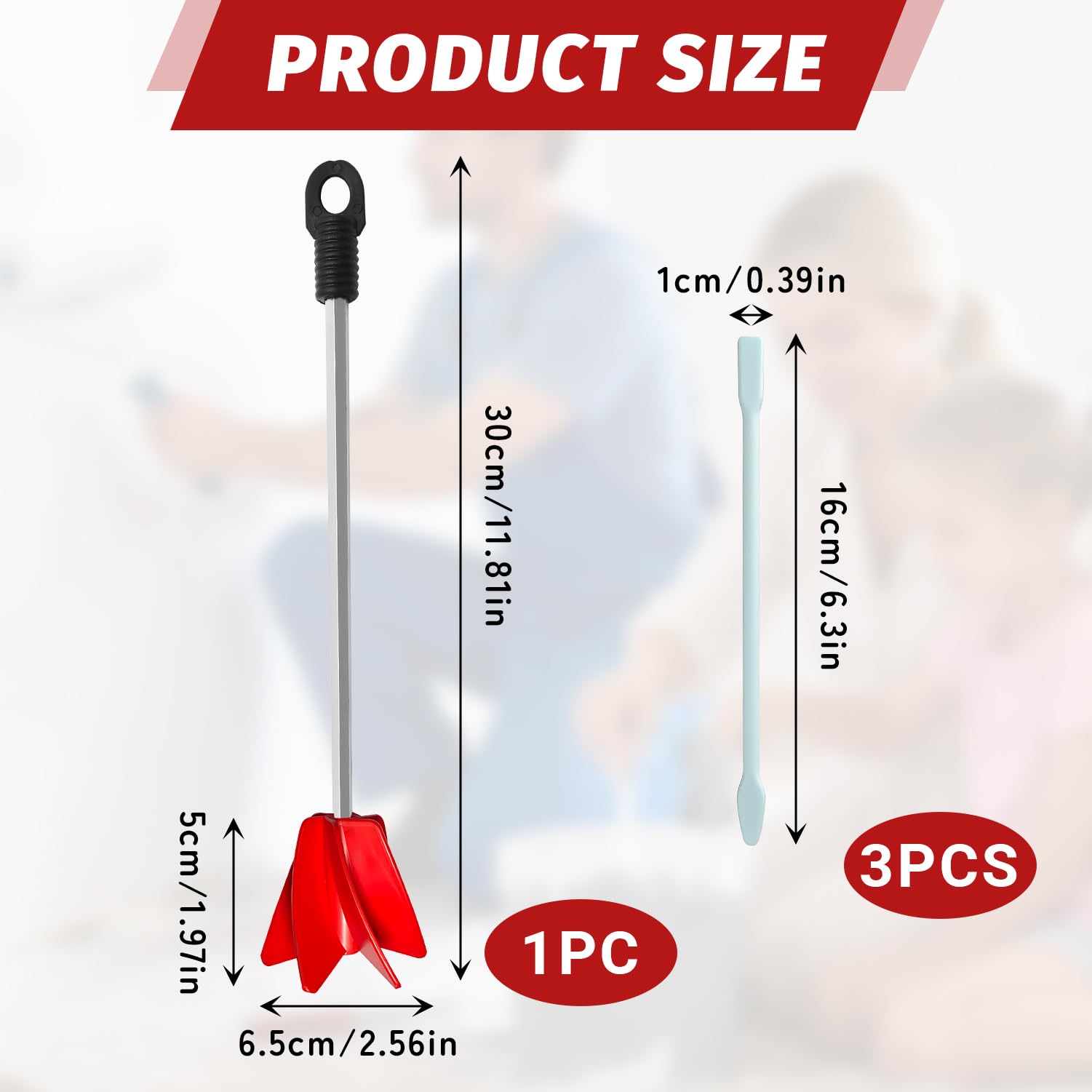 IGXX Mélangeur de peinture pour perceuse, 36 cm avec 3 bâtons en silicone - Pour résine, peinture, vernis et colle
