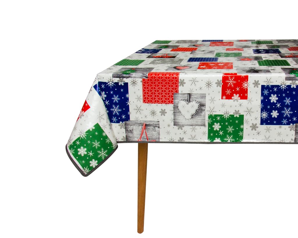 Oilcloth Tablecloth with Edge Reinforcement, Water-Repellent, Easy to Clean and Weatherproof, Oeko-Tex Certified, 140 x 220 cm, Christmas Star