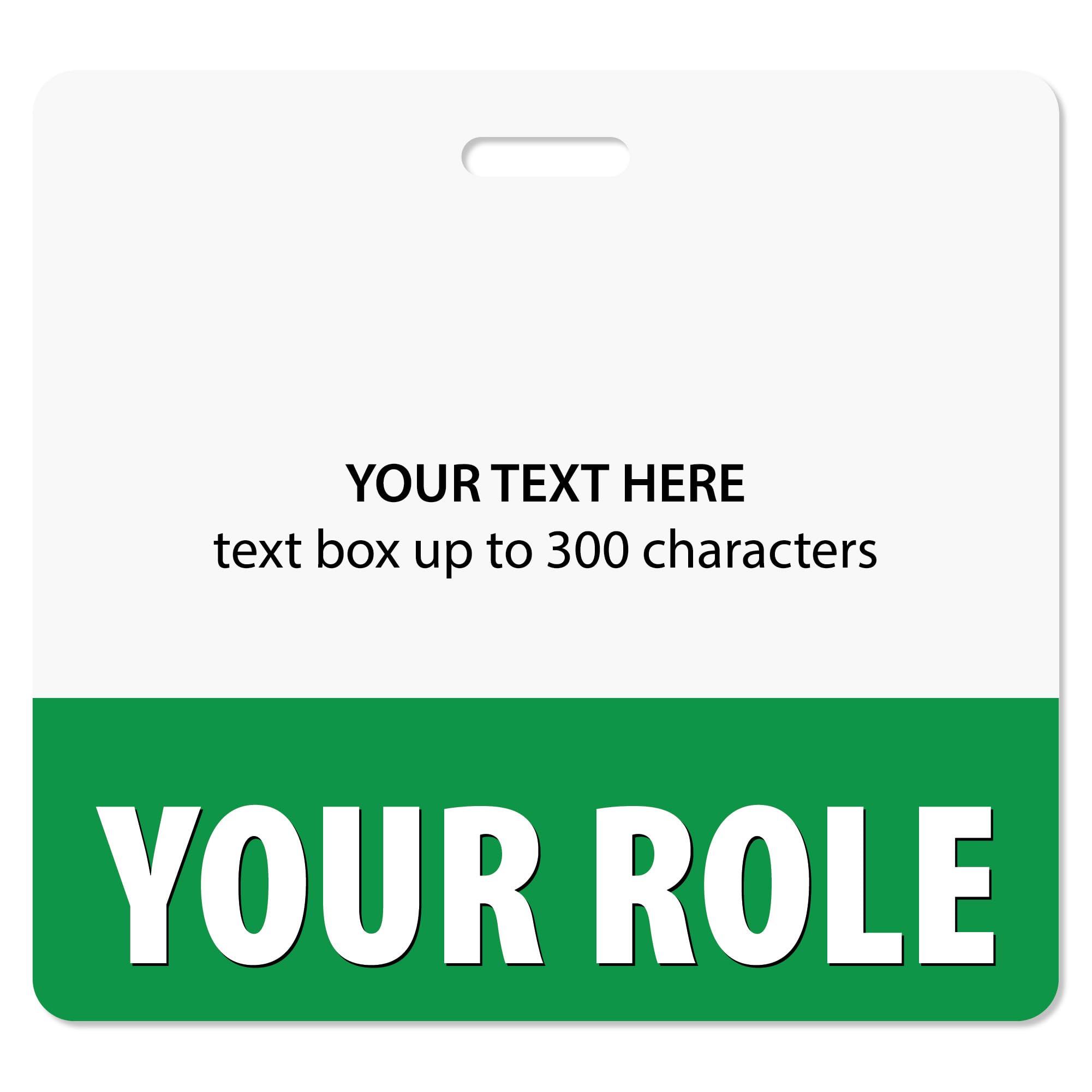 Custom Green Badge Buddy (Horizontal) - Double Sided Backer Card - Durable and Water Resistant Great for Security, Trade Show, Visitor, Work Badge