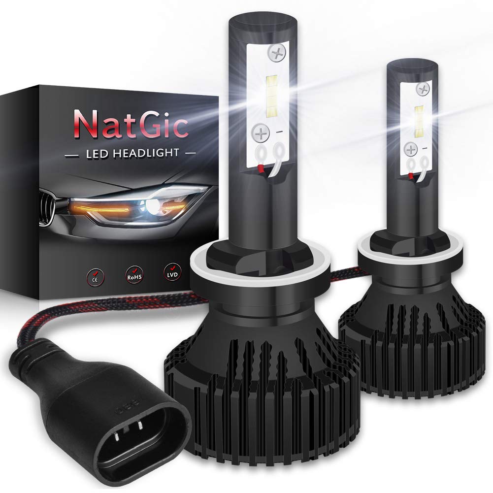 880 H27 Kit de Conversion D'ampoules de Phare Ampoules à LED Super Brillantes 16000LM 16 puces XHP50 Blanc Pur 6500K étanche, DC 9-32V, Garantie de 2 Ans (Pack de 2)