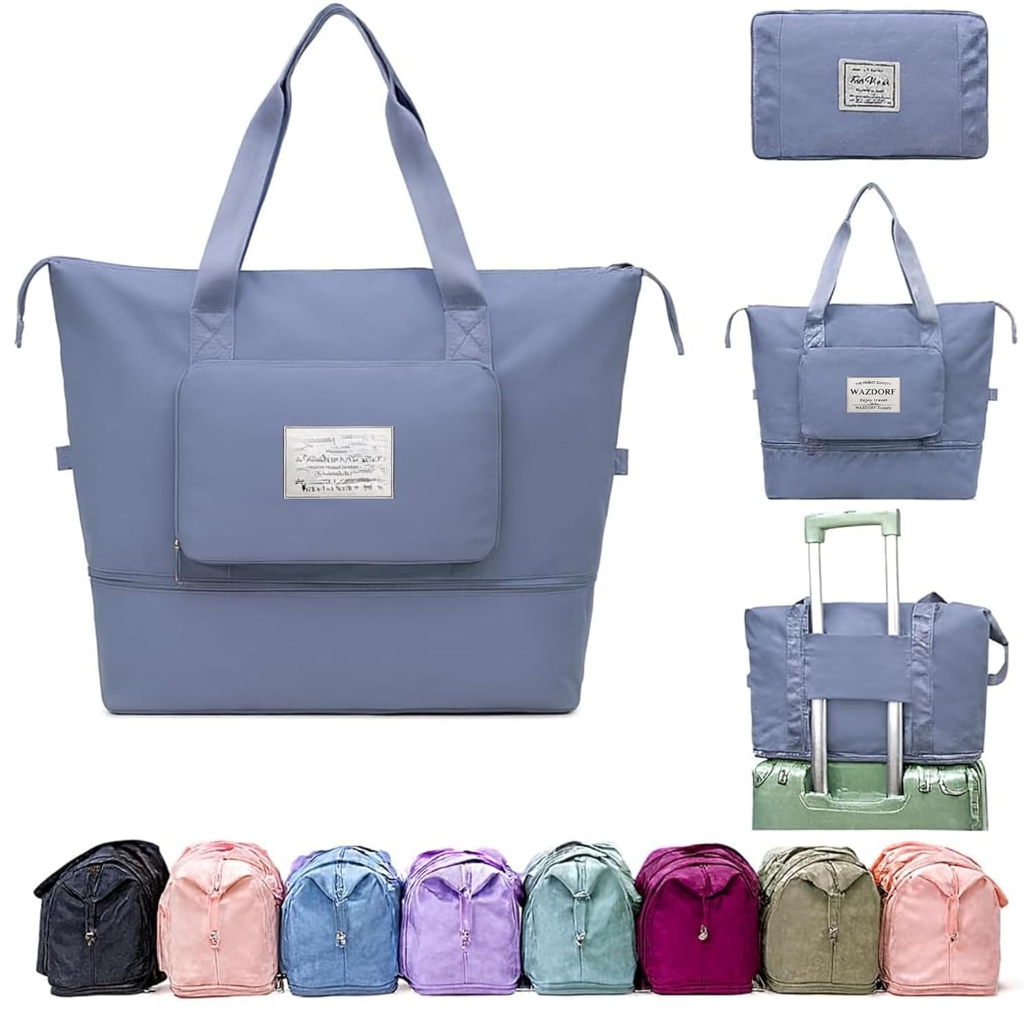 Nylon 41 Liter Expandable Travel Bags for Women, Duffle Bags for Women Luggage, Foldable Vanity Traveling Bag, Waterproof Hand Bag for Ladies Personal Items (Sky)-image-14