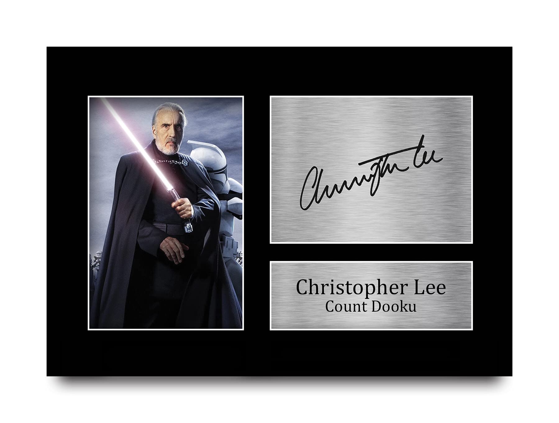 HWC Trading Christopher Lee Gift Signed A4 Printed Autograph Star Wars Gifts Count Dooku Print Photo Picture Display